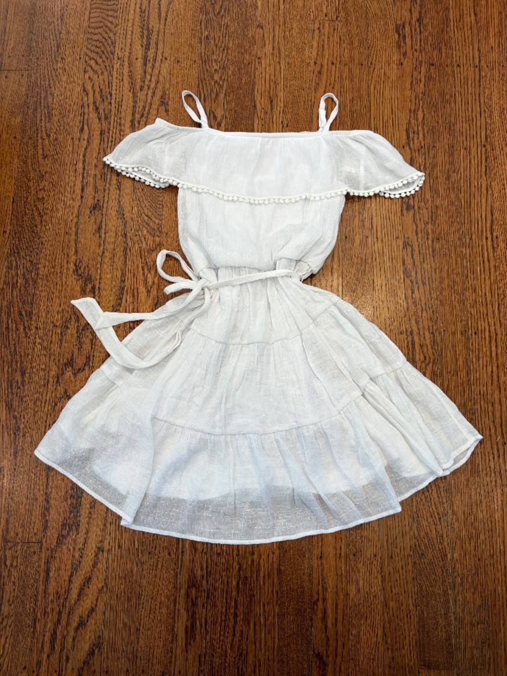 🤍 Amy’s Closet Girls White Off-Shoulder Tiered Dress – Size 14 🤍 ✨ boho chic •